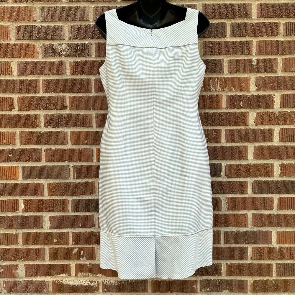 Talbots Silk Baby blue Gingham Sleeveless Shift fully lined mini Dress Sz 6 - Picture 4 of 12